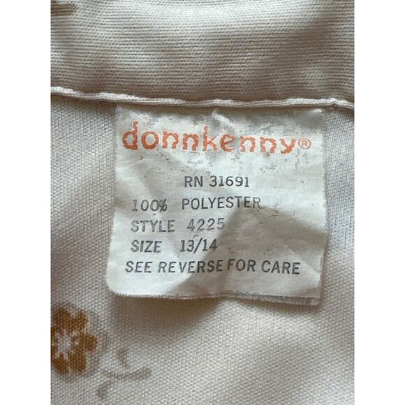 VTG DONNKENNY Cream Ditsy Floral Blouse S/M 60s/70s Retro Groovy Large Collar - Picture 10 of 15